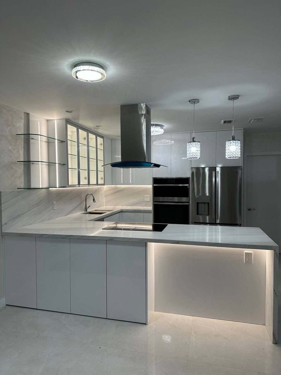 Kitchen island with LED lighting